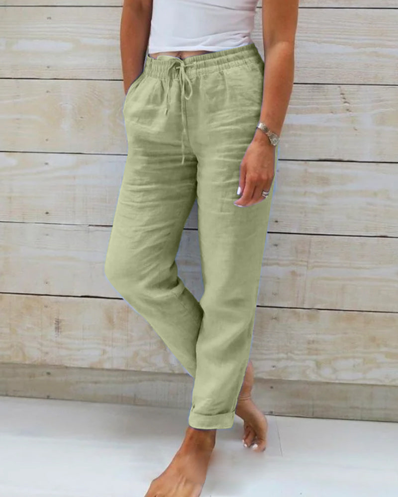 Zoe – Pantalon Léger Extensible à Taille Élastique