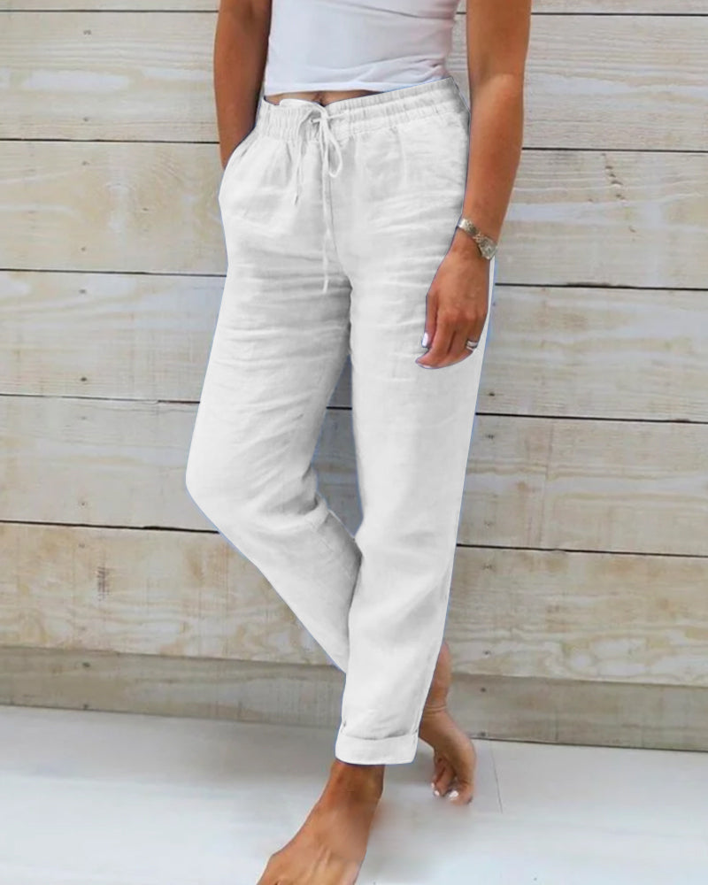 Zoe – Pantalon Léger Extensible à Taille Élastique