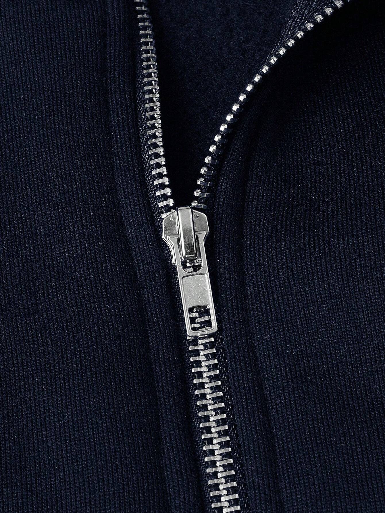William – Pull Décontracté Demi-Zippé – Coupe Ample – Noir