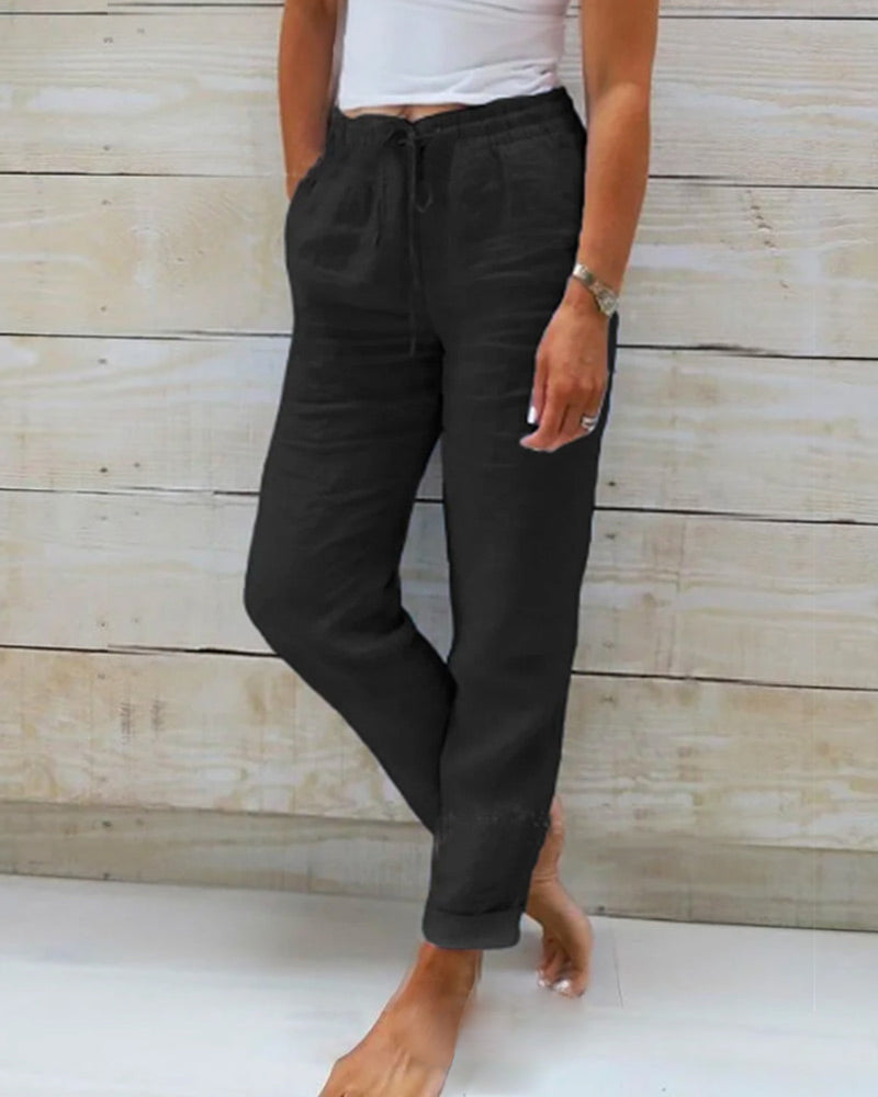 Zoe – Pantalon Léger Extensible à Taille Élastique