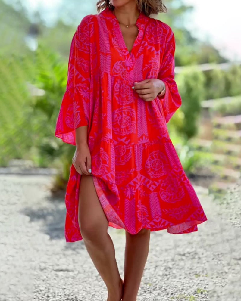 Alyssa – Robe Bohème Ample à Manches Élégantes - Vert