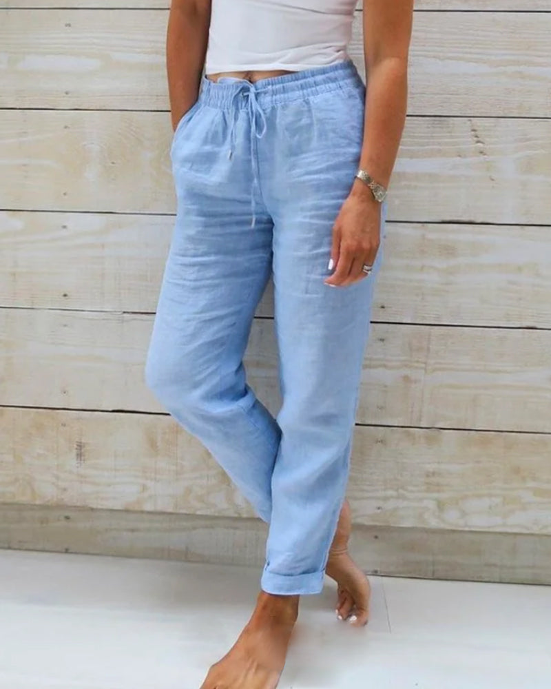 Zoe – Pantalon Léger Extensible à Taille Élastique