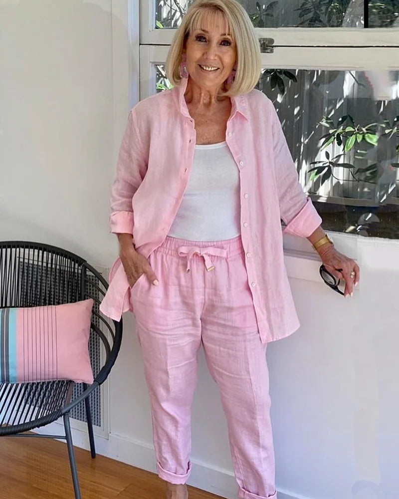 Scarlett - Ensemble Confortable Blouse à Manches Longues et Pantalon