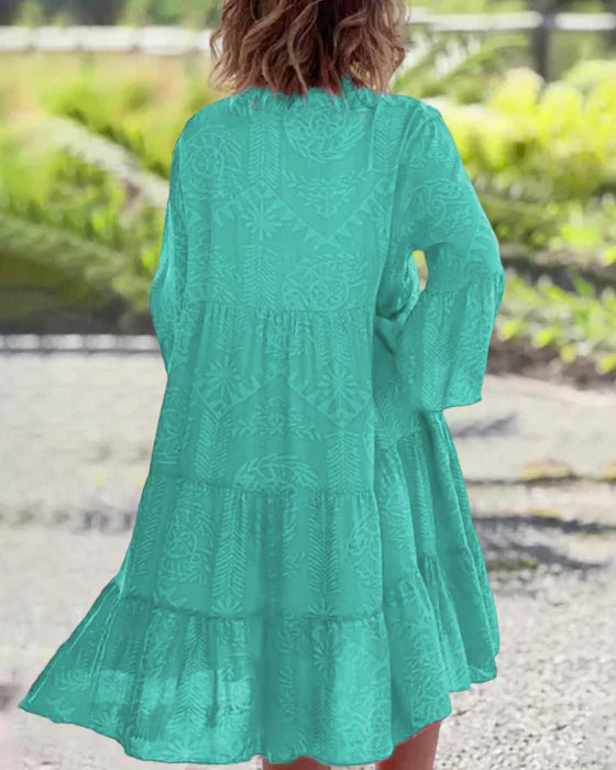 Alyssa – Robe Bohème Ample à Manches Élégantes - Vert