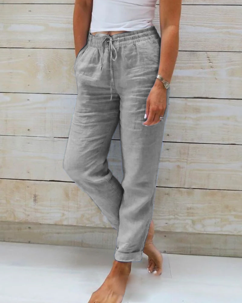Zoe – Pantalon Léger Extensible à Taille Élastique