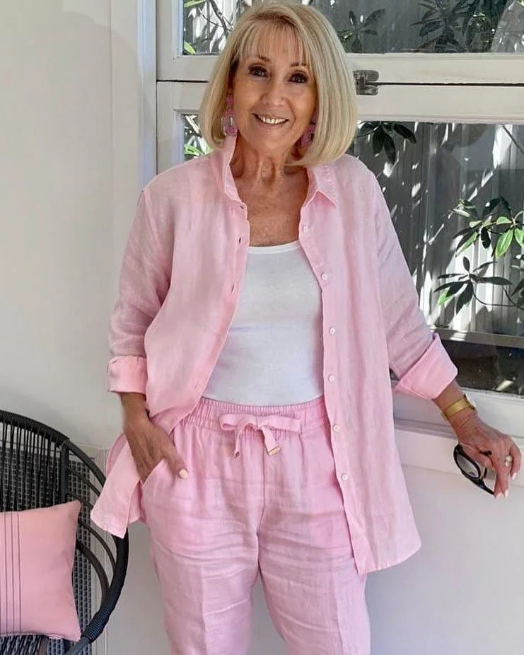 Scarlett - Ensemble Confortable Blouse à Manches Longues et Pantalon