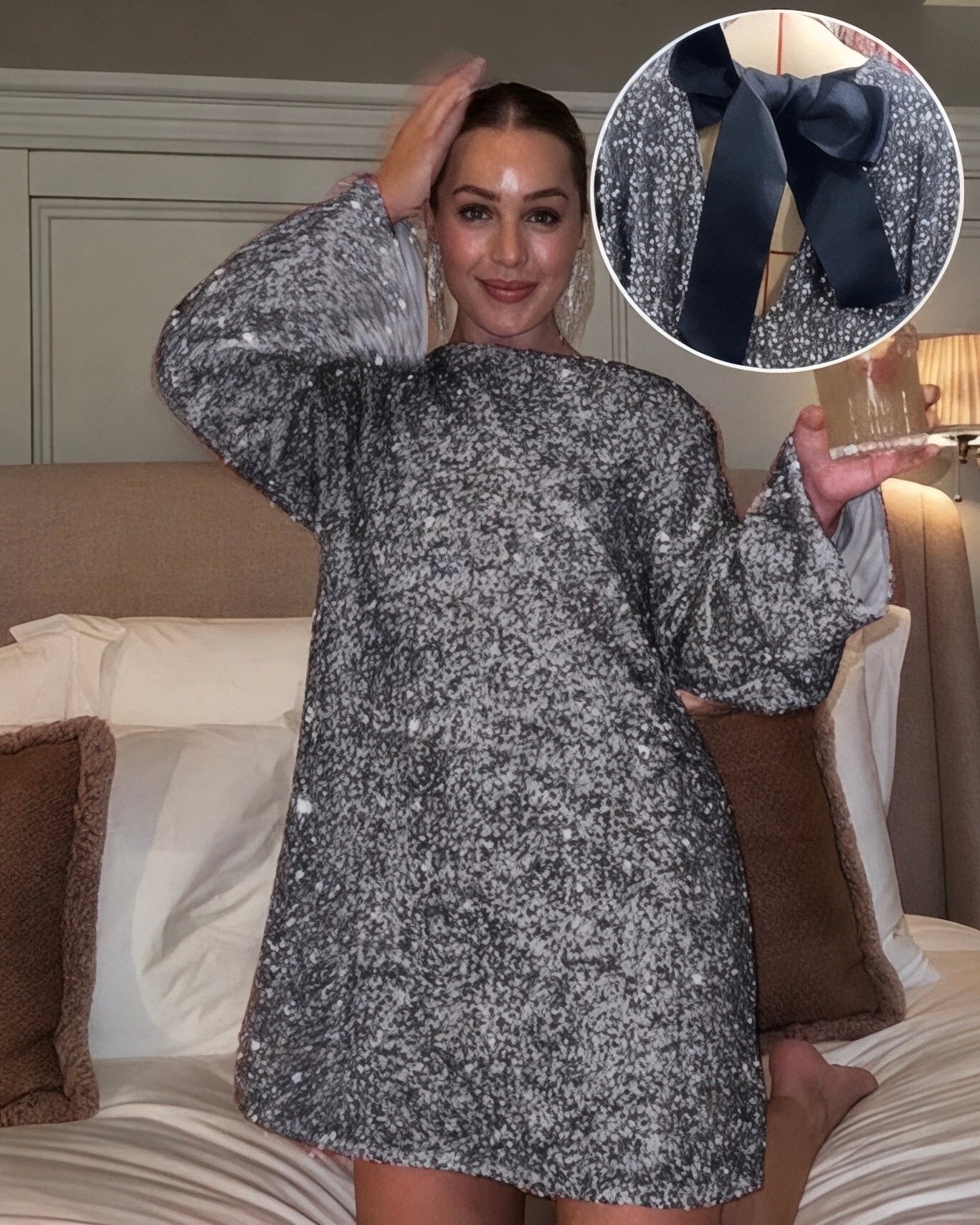 Zoe – Robe Brillante avec Nœud