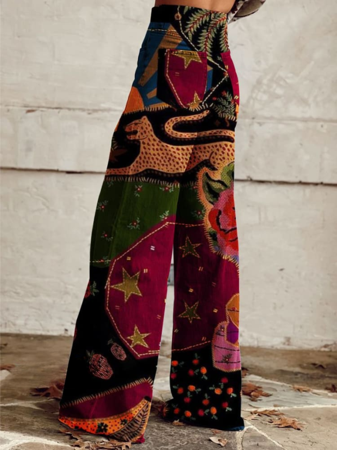 Olivia – Pantalon Large Imprimé Vintage