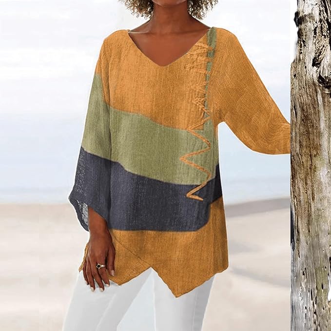 Lina – Blouse Confortable Manches Longues – Bleu