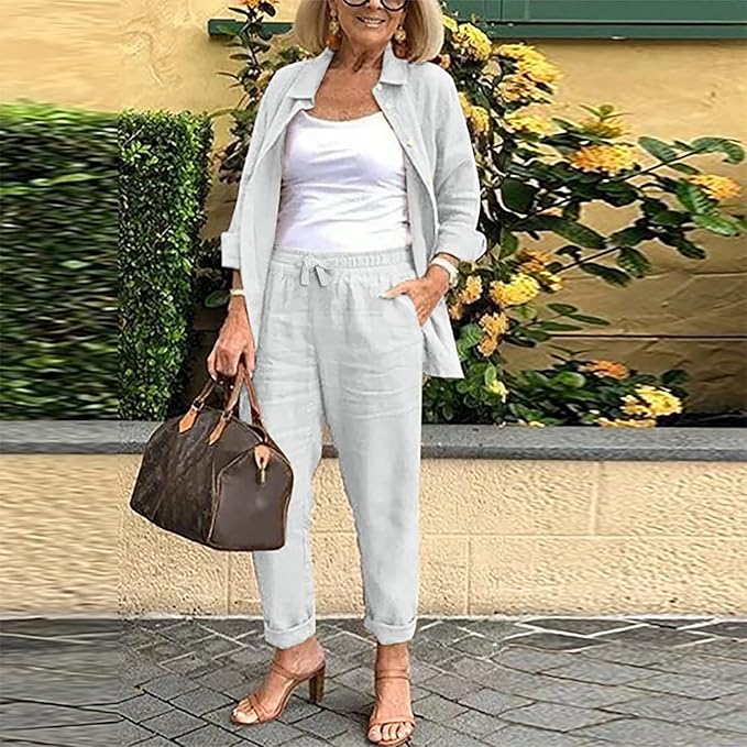 Scarlett - Ensemble Confortable Blouse à Manches Longues et Pantalon