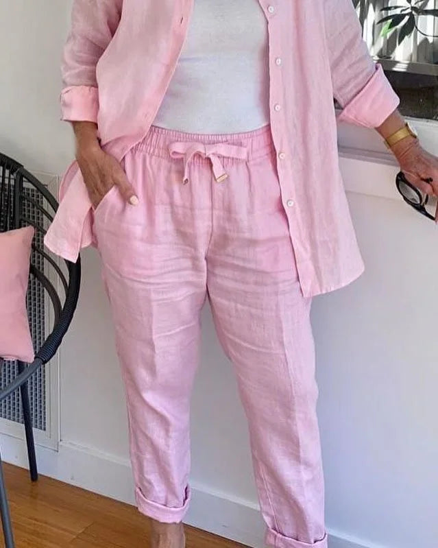 Scarlett - Ensemble Confortable Blouse à Manches Longues et Pantalon