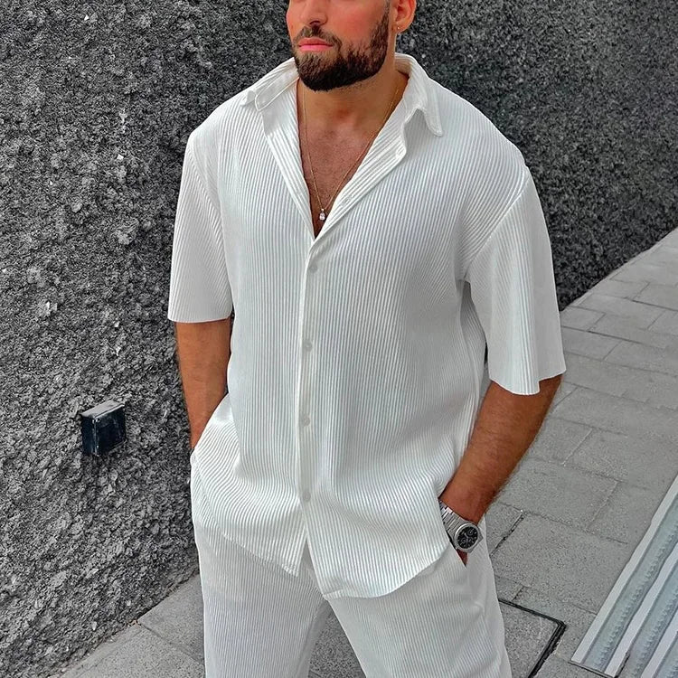 Henry – Ensemble Décontracté Rayé – Blanc
