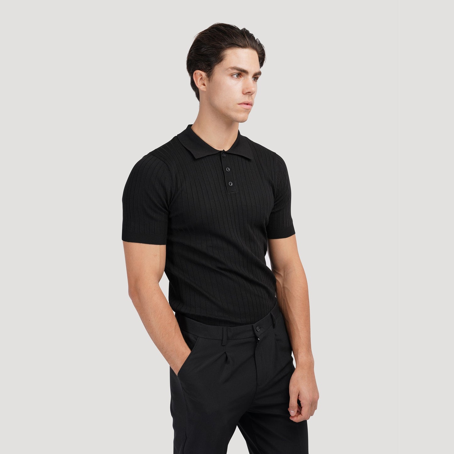 Grayson – Polo – Maille Confortable – Noir