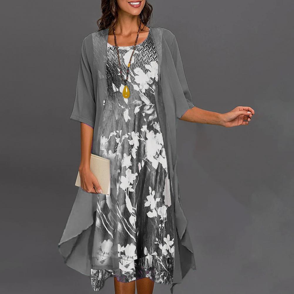 Aria – Robe Élégante à Imprimé Fleuri Deux Pièces
