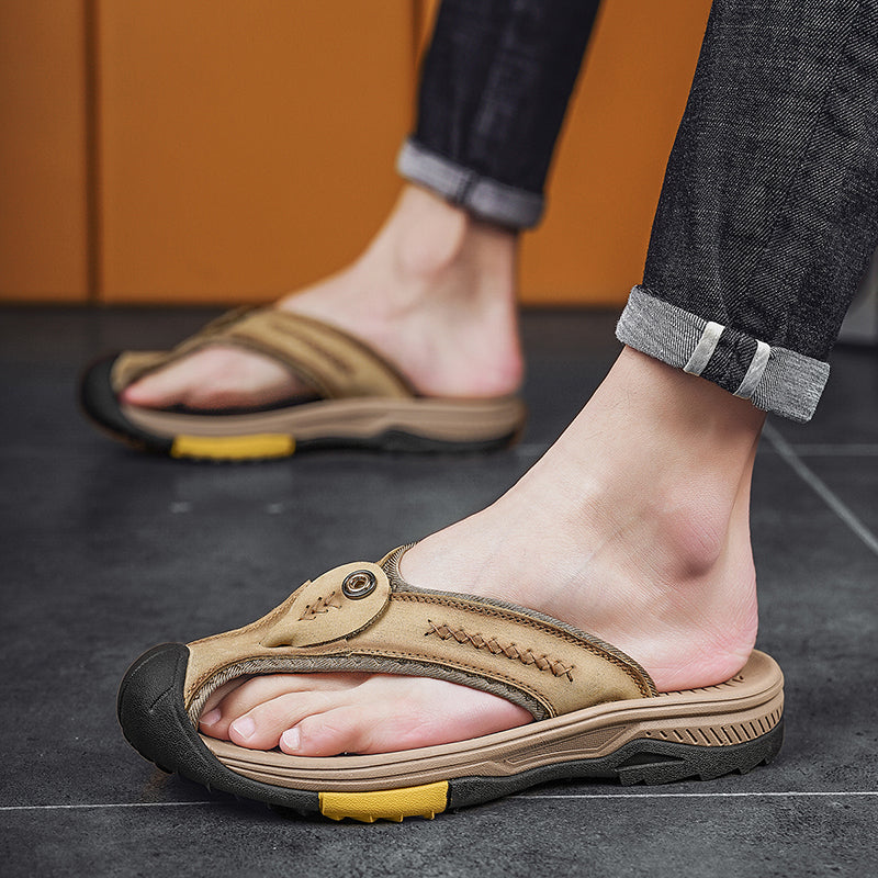 Owen – Tongs Confortables à Bout Renforcé – Noir