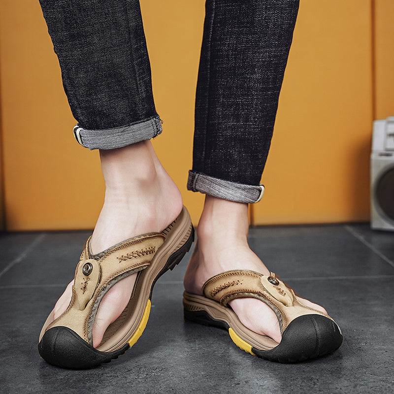 Owen – Tongs Confortables à Bout Renforcé – Noir