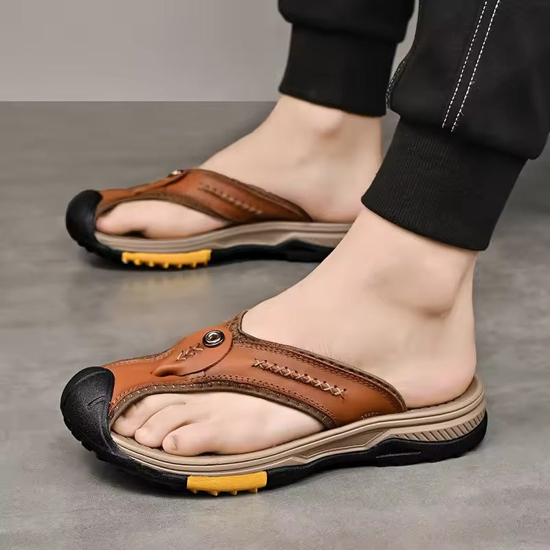 Owen – Tongs Confortables à Bout Renforcé – Noir