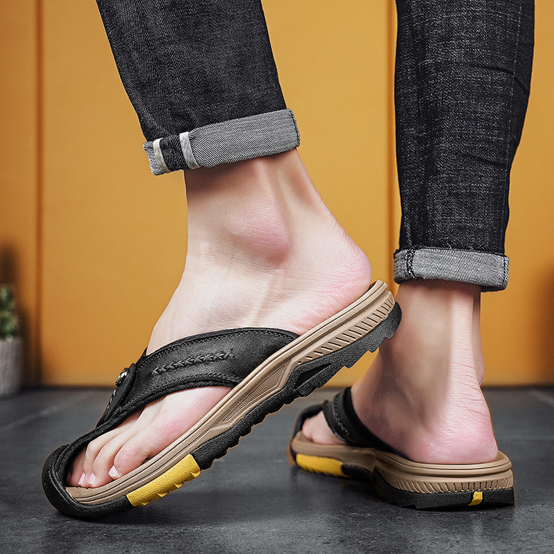 Owen – Tongs Confortables à Bout Renforcé – Noir