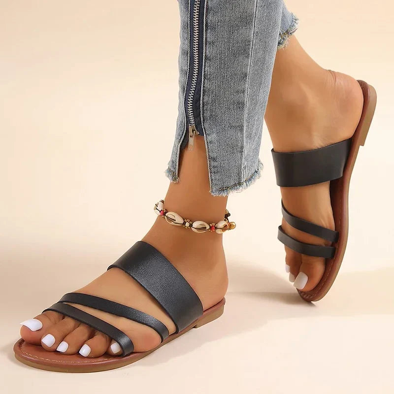 Grace – Sandales Plates Décontractées Confortables – Blanc