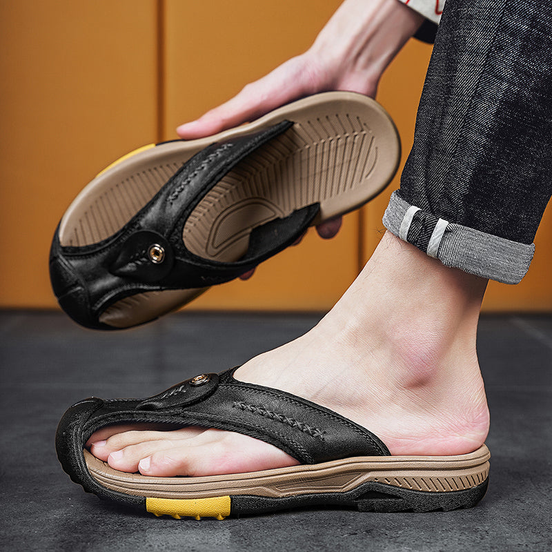 Owen – Tongs Confortables à Bout Renforcé – Noir