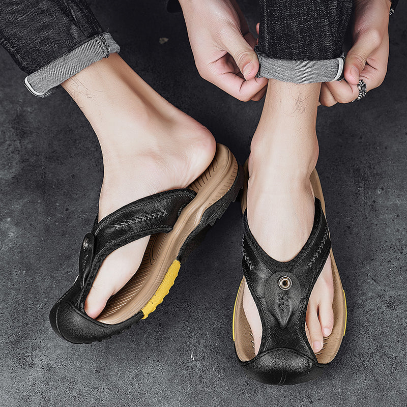 Owen – Tongs Confortables à Bout Renforcé – Noir