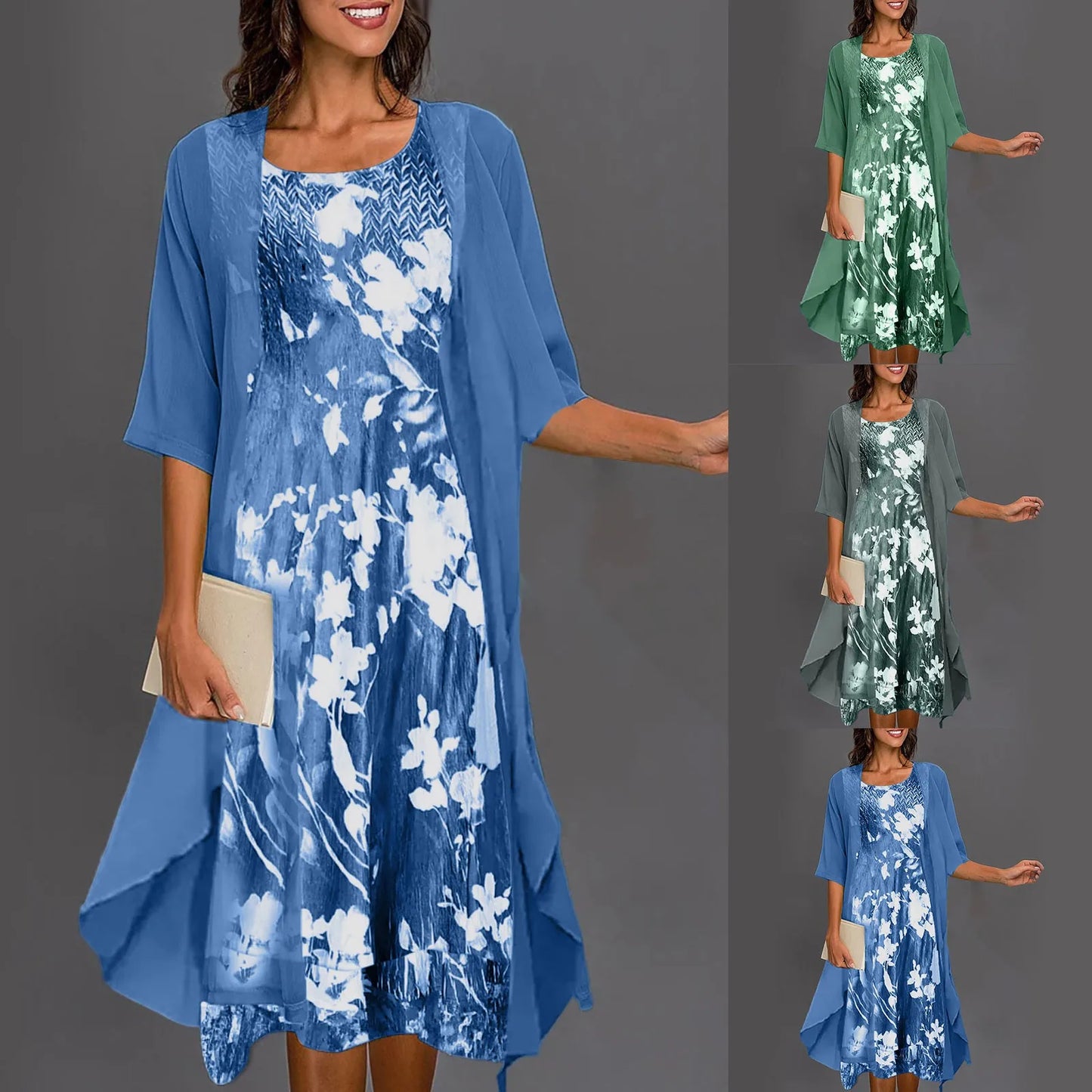 Aria – Robe Élégante à Imprimé Fleuri Deux Pièces