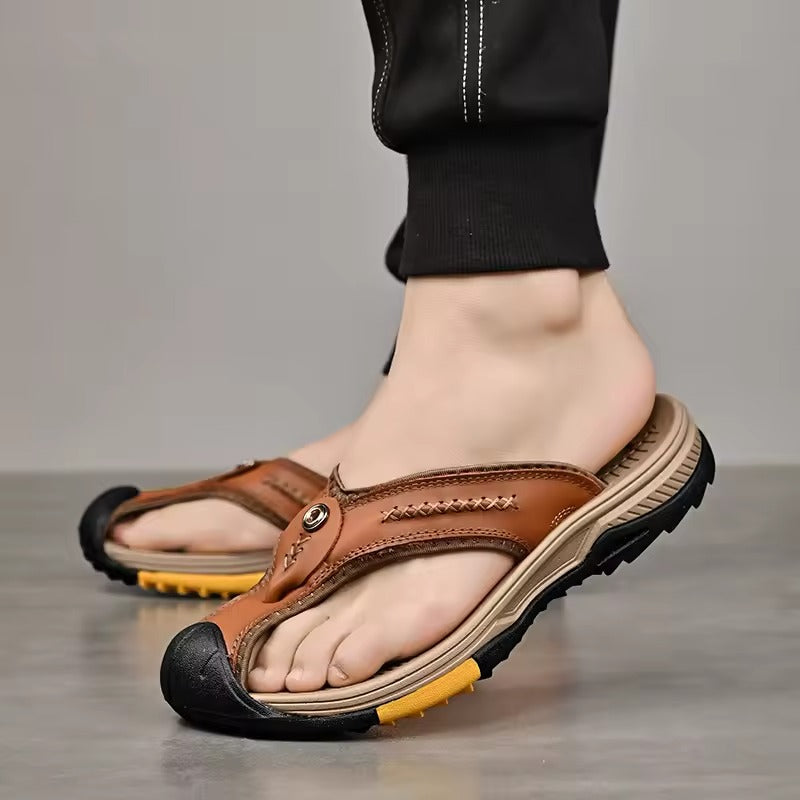 Owen – Tongs Confortables à Bout Renforcé – Noir