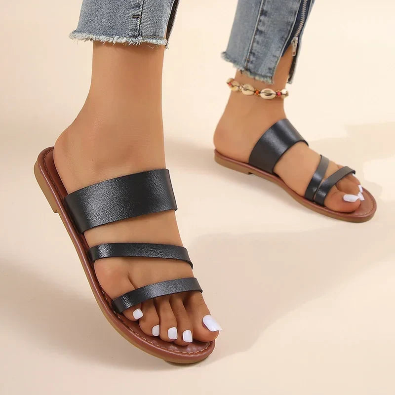 Grace – Sandales Plates Décontractées Confortables – Blanc