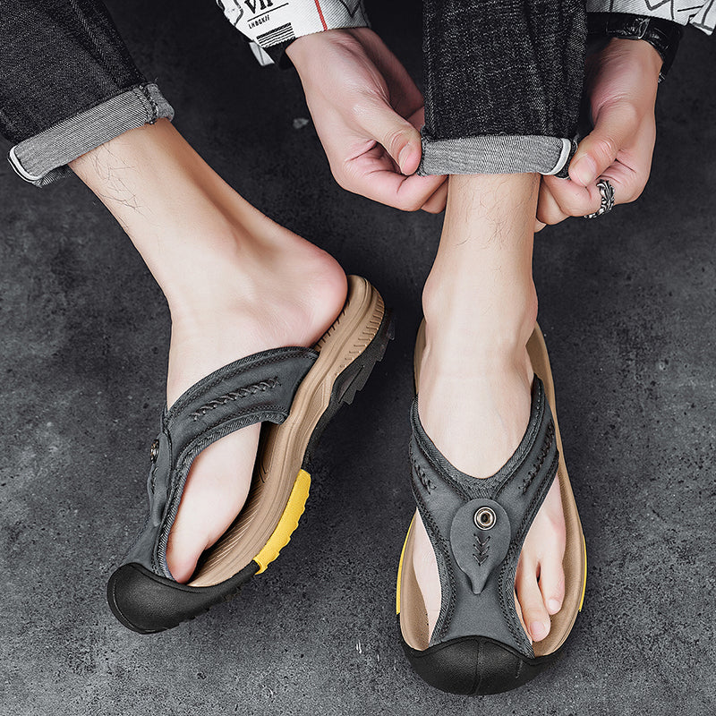 Owen – Tongs Confortables à Bout Renforcé – Noir