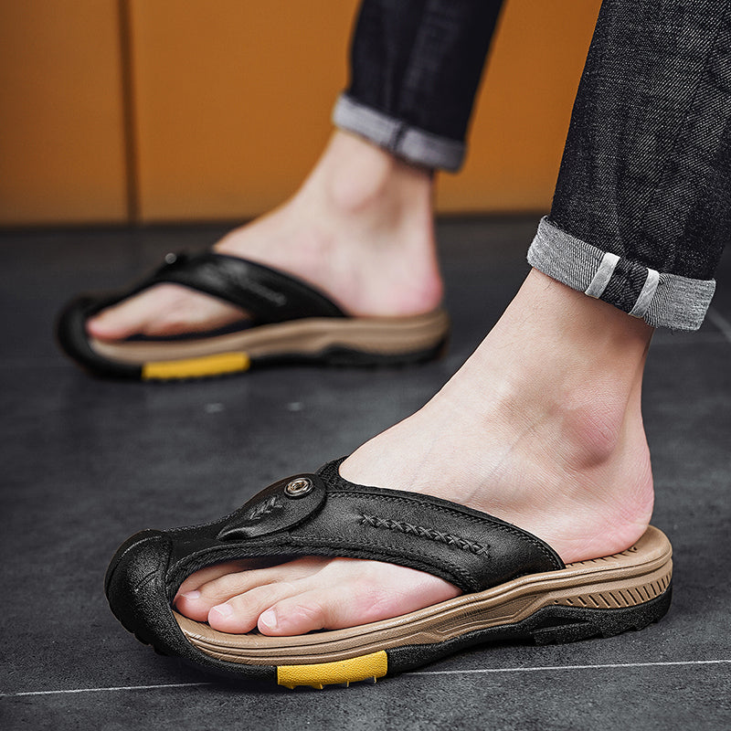Owen – Tongs Confortables à Bout Renforcé – Noir