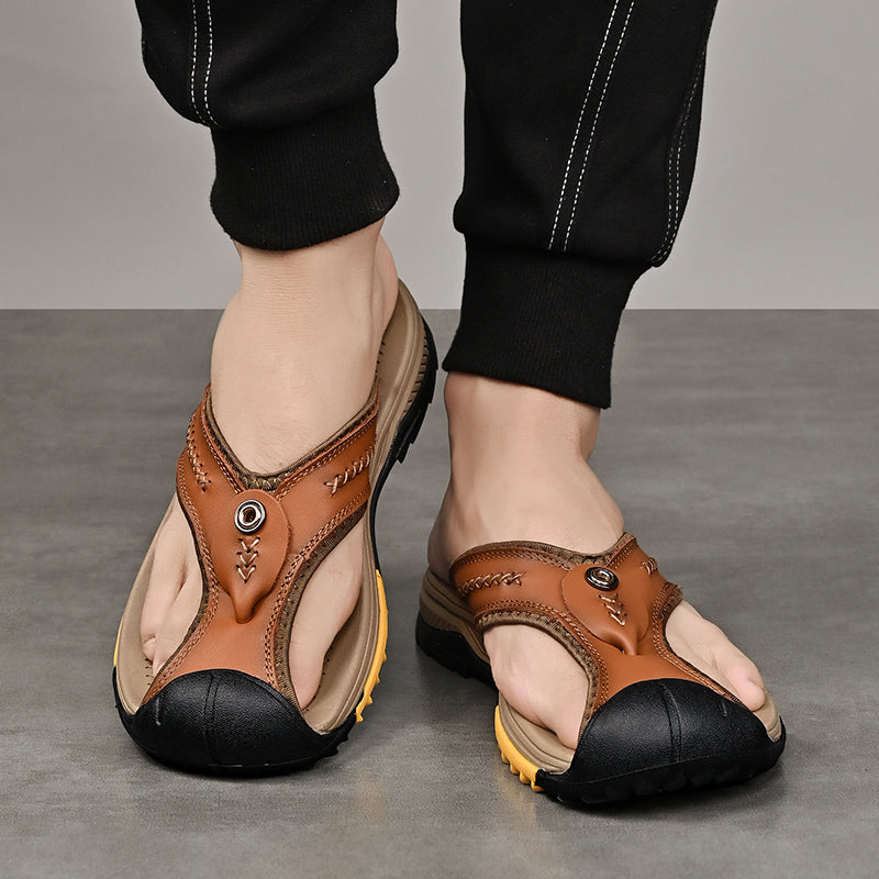 Owen – Tongs Confortables à Bout Renforcé – Noir