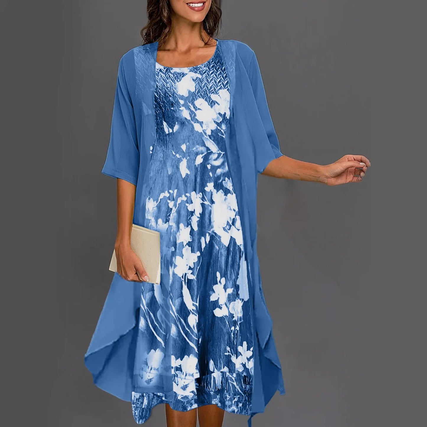 Aria – Robe Élégante à Imprimé Fleuri Deux Pièces