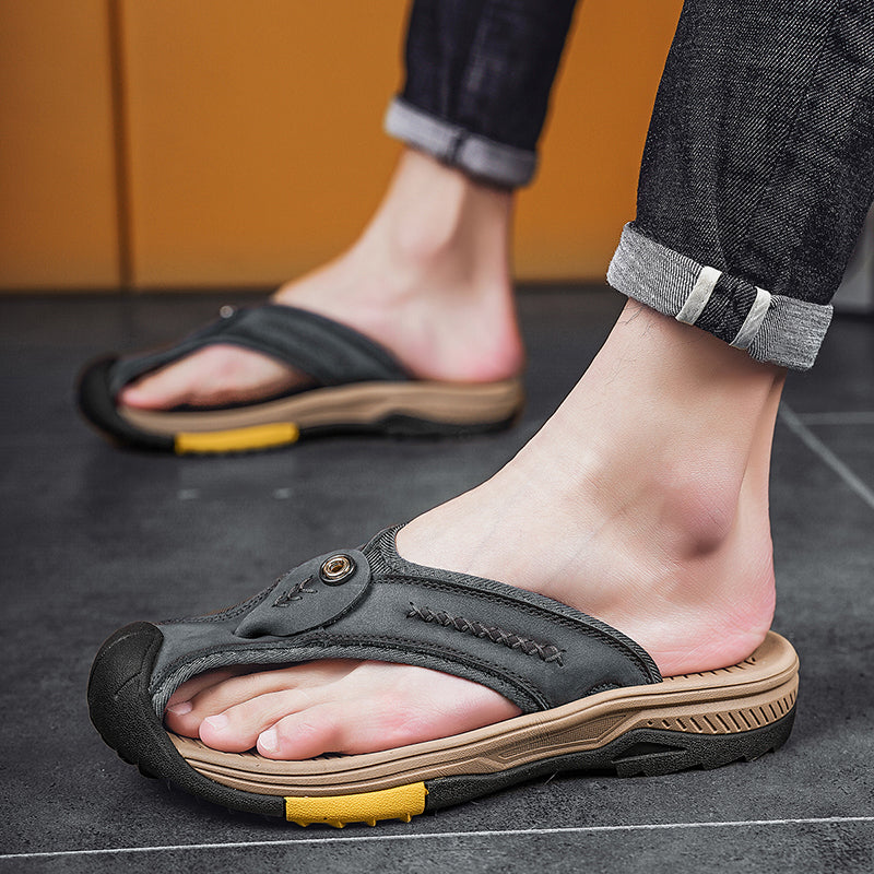 Owen – Tongs Confortables à Bout Renforcé – Noir