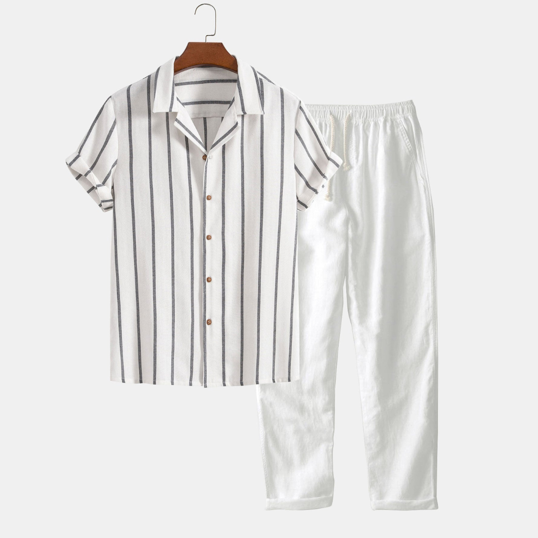William – Ensemble Décontracté à Manches Courtes – Beige