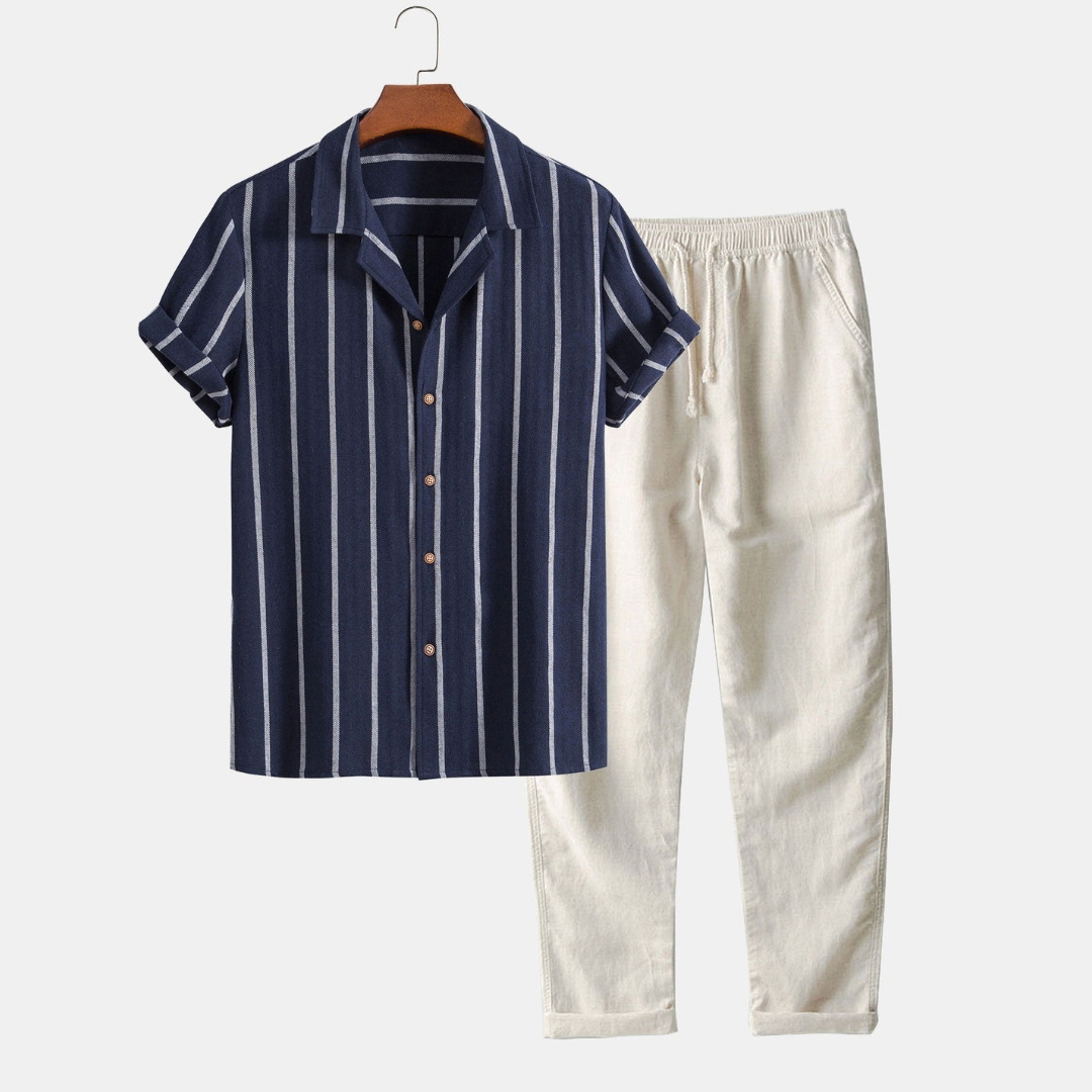 William – Ensemble Décontracté à Manches Courtes – Beige