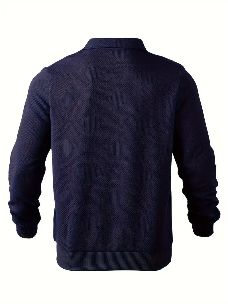 James - Pull Vintage à Motif Géométrique avec Fermeture Éclair