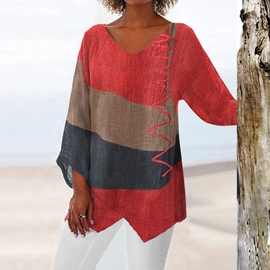 Lina – Blouse Confortable Manches Longues – Bleu