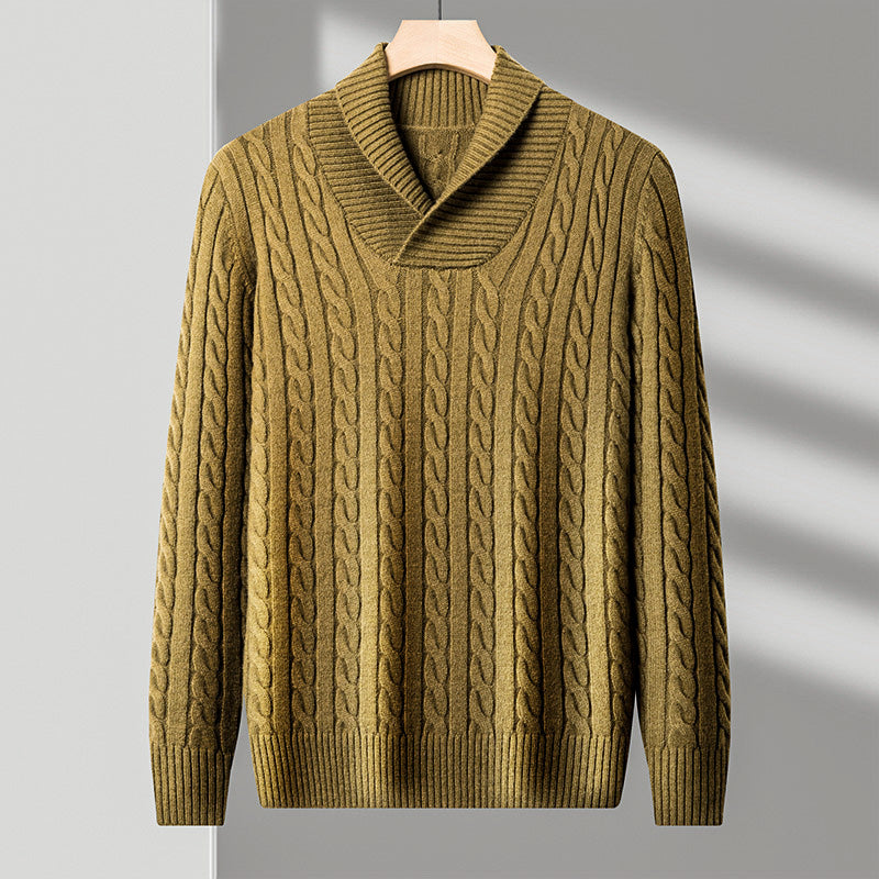 Ethan – Pull Style Décontracté – Col Châle – Beige