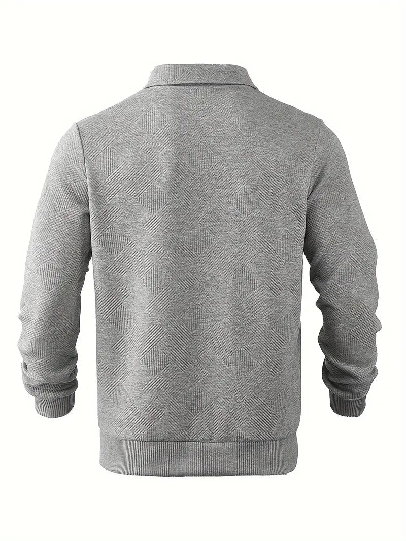 James - Pull Vintage à Motif Géométrique avec Fermeture Éclair