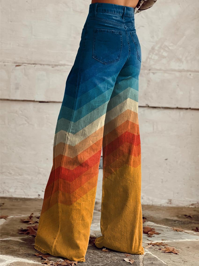 Grace – Pantalon Large à Rayures Élégantes