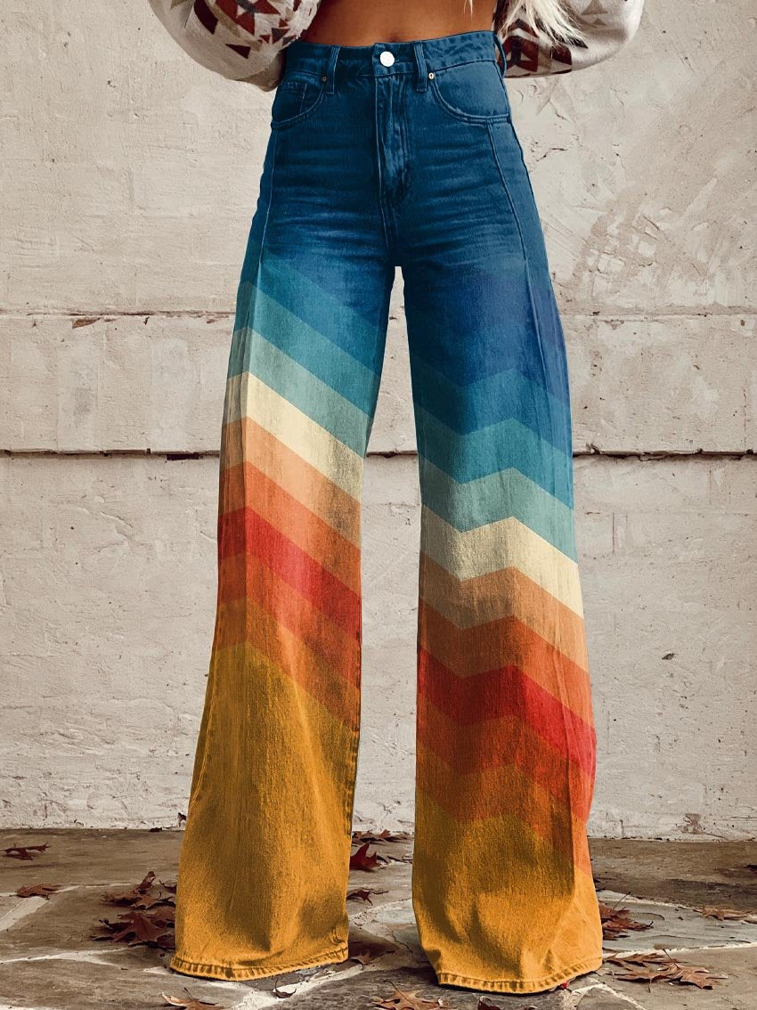Grace – Pantalon Large à Rayures Élégantes