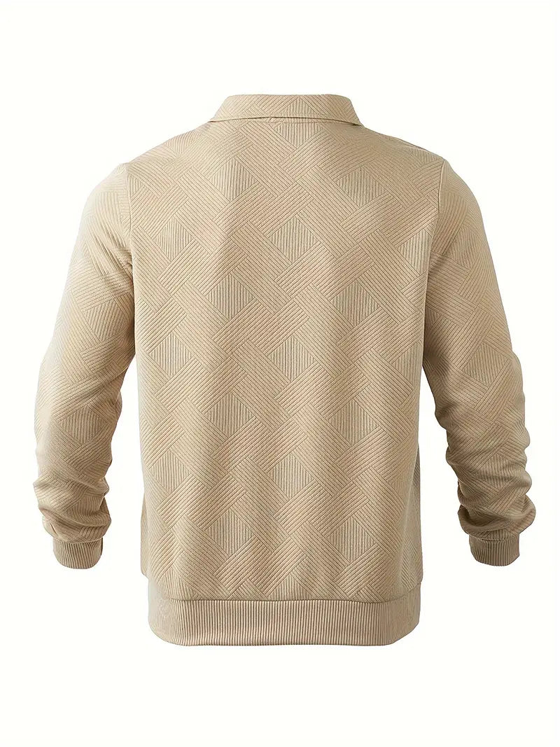 James - Pull Vintage à Motif Géométrique avec Fermeture Éclair