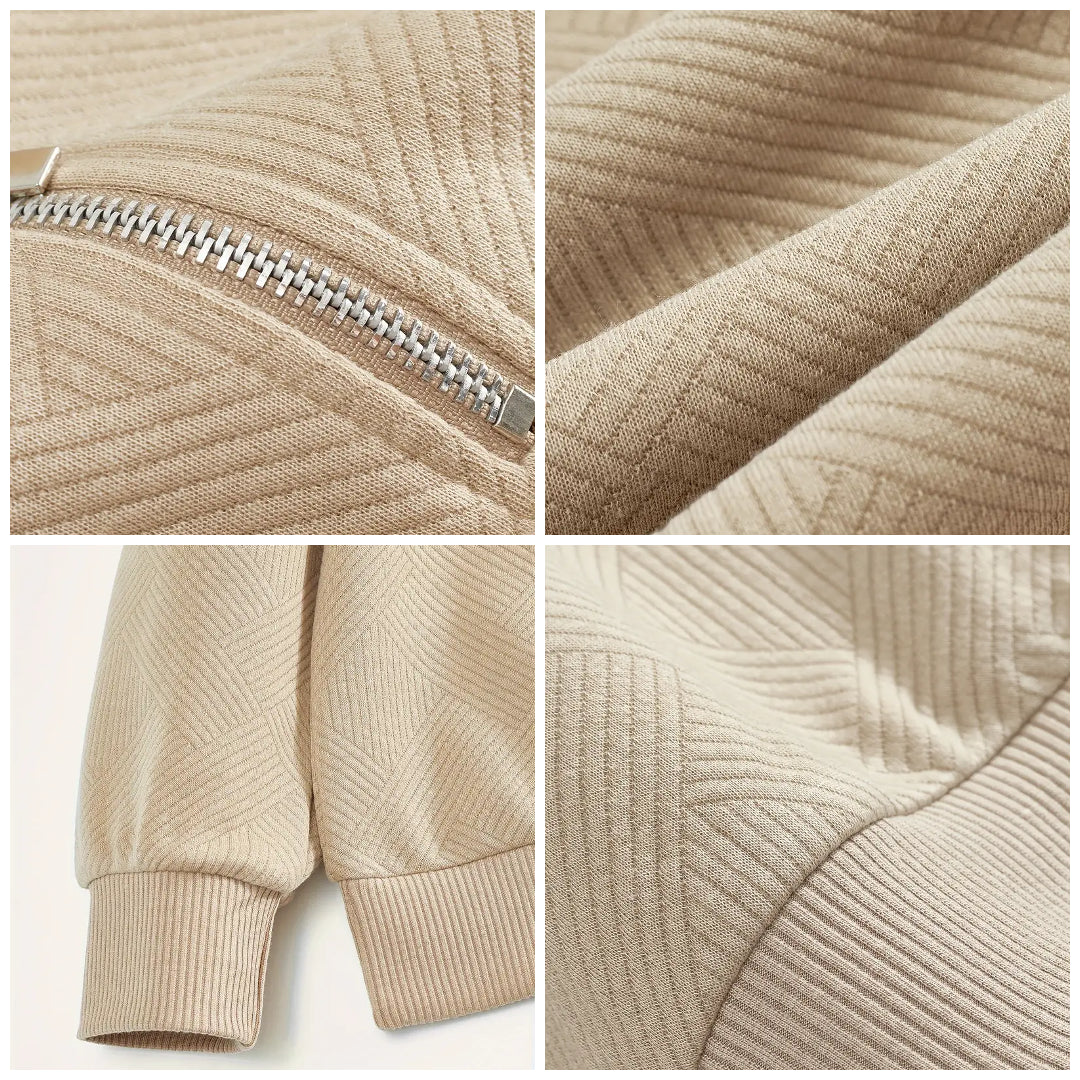 James - Pull Vintage à Motif Géométrique avec Fermeture Éclair