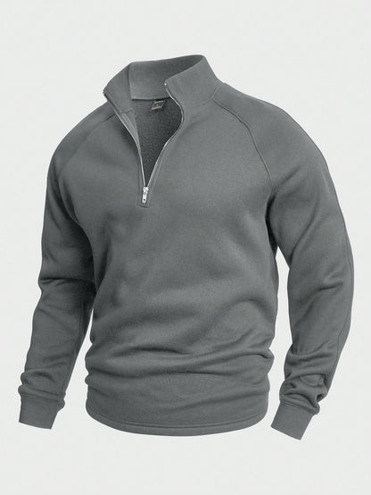 William – Pull Décontracté Demi-Zippé – Coupe Ample – Noir