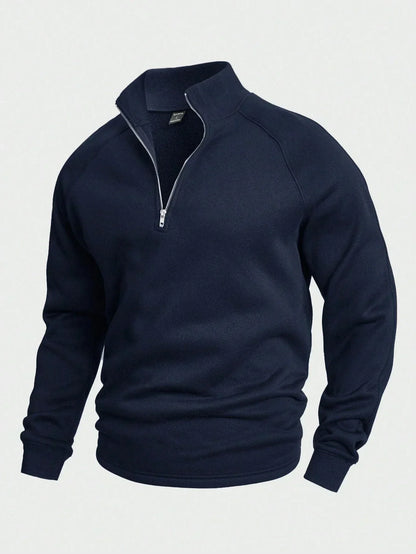 William – Pull Décontracté Demi-Zippé – Coupe Ample – Noir