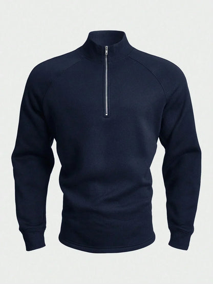 William – Pull Décontracté Demi-Zippé – Coupe Ample – Noir