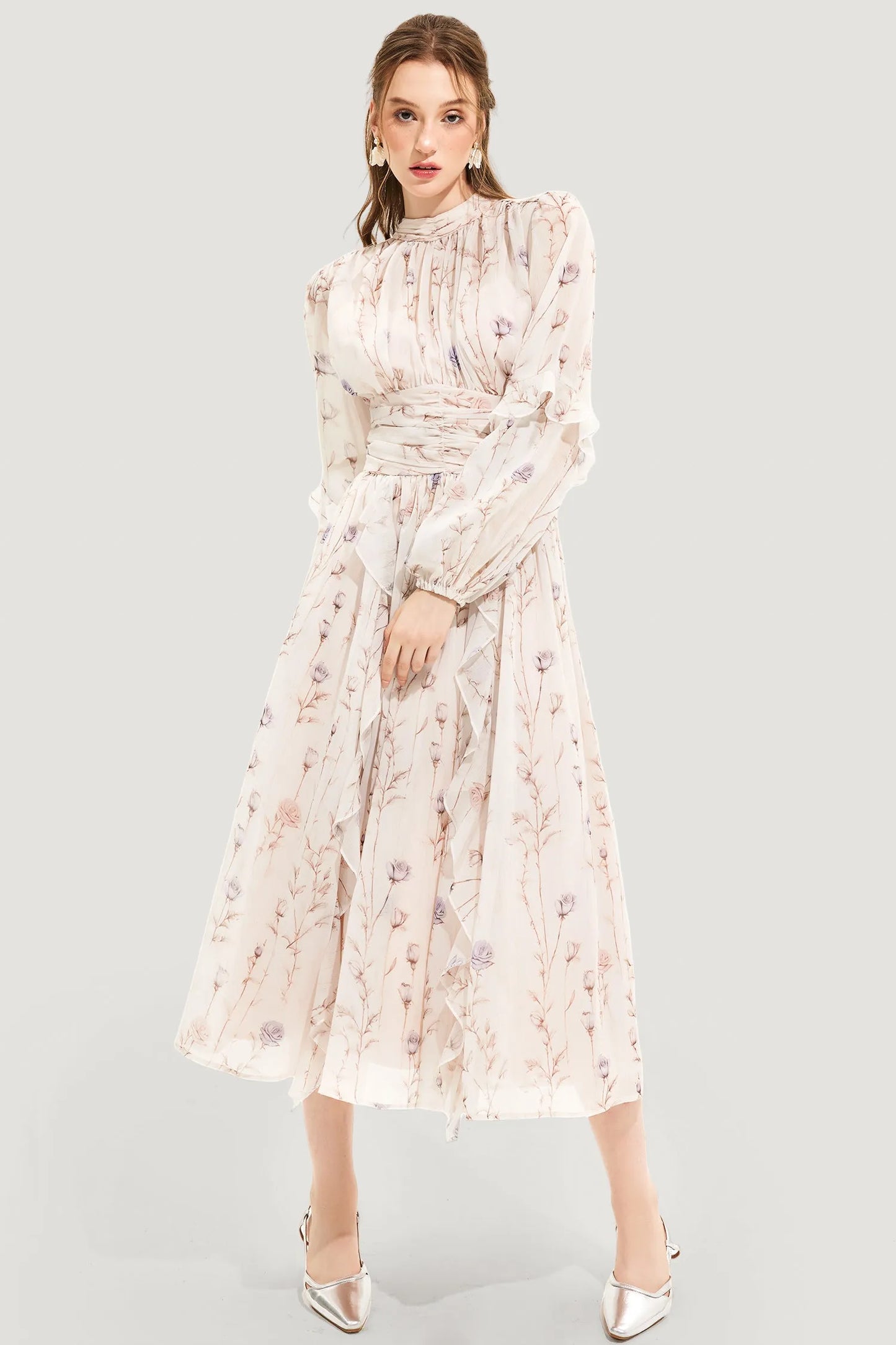 Ella - Robe d'Été Chic Couture à Imprimé Floral