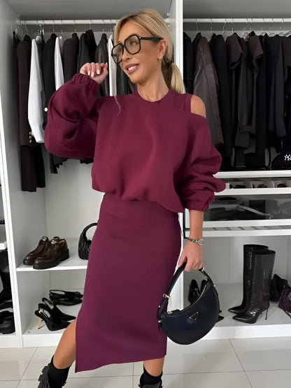 Aria – Ensemble Élégant Deux Pièces (Robe et Pull)