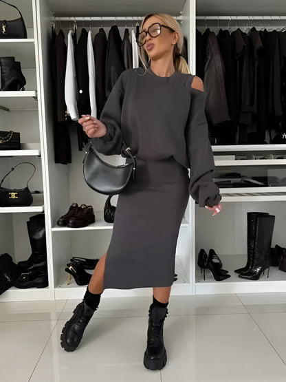 Aria – Ensemble Élégant Deux Pièces (Robe et Pull)