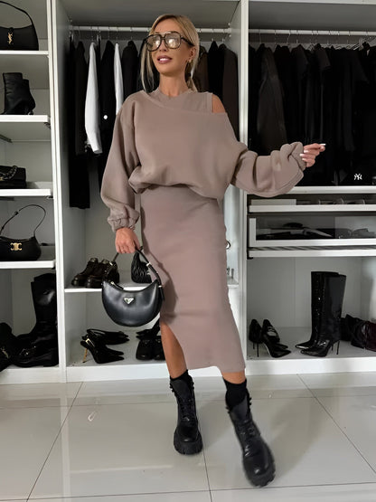 Aria – Ensemble Élégant Deux Pièces (Robe et Pull)